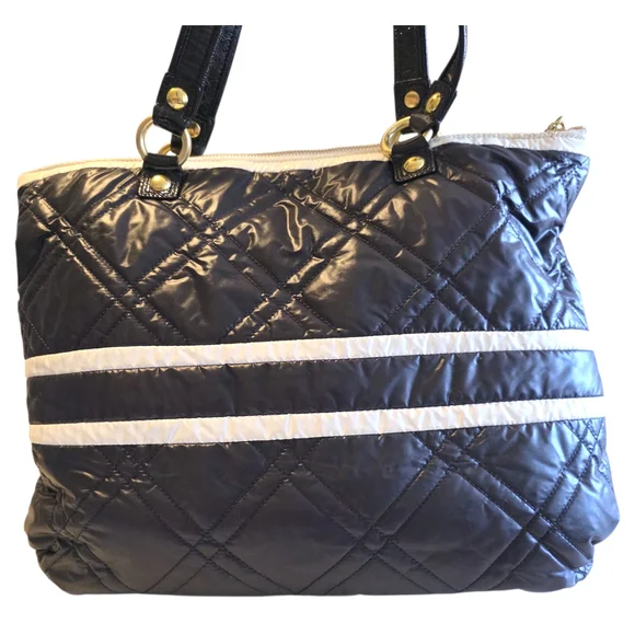Coach Poppy Ski Bunny Black/White Limited Rare Quilted Glam Tote Y2K - Picture 4 of 9